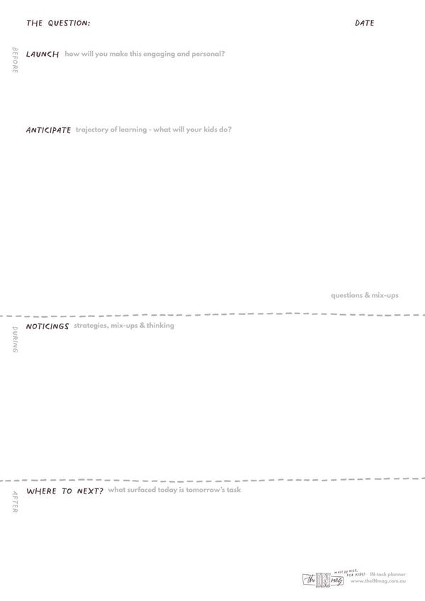 IN-task planner - Plan a task your kids get lost in. Before, during, after.