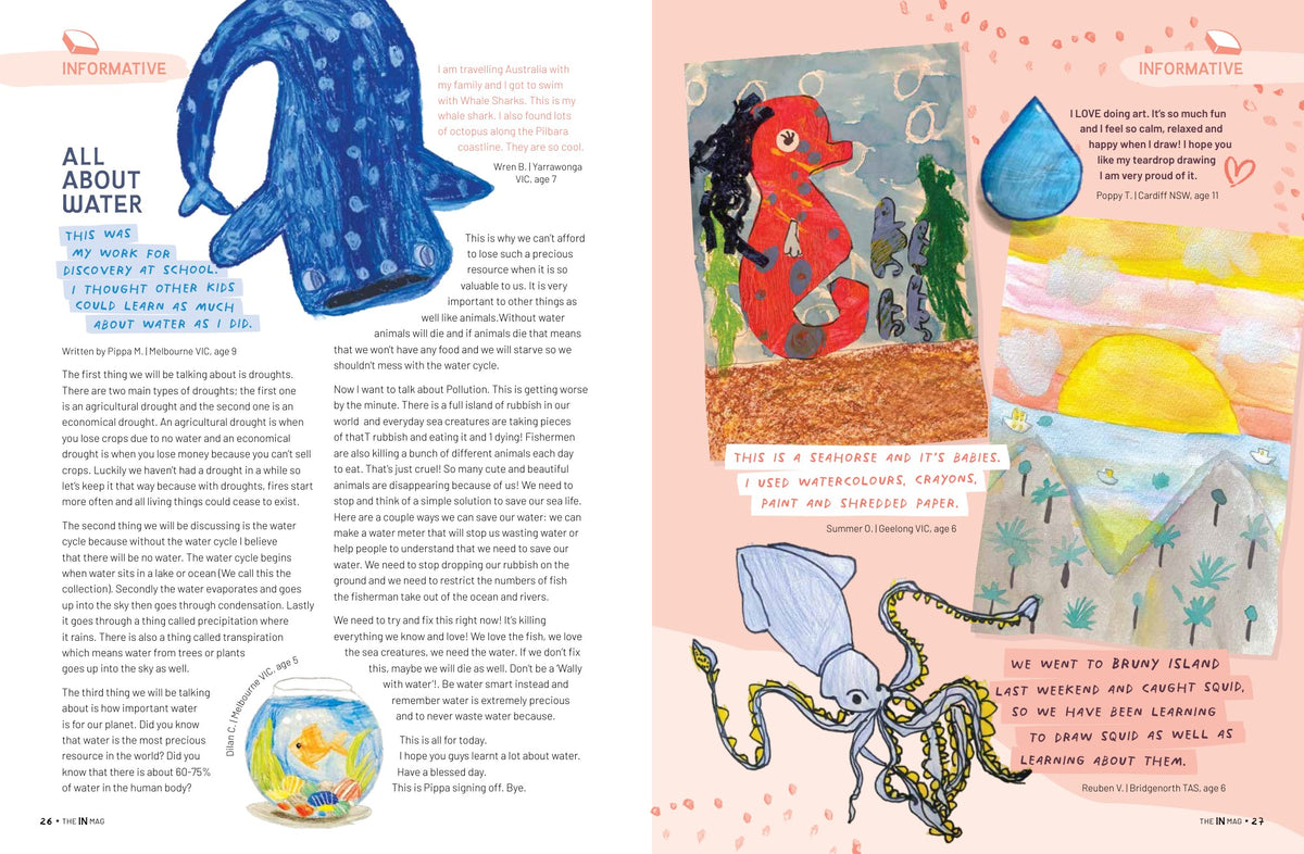 Inside pages of theINmag Mag11 - creations by Australian kids, spread 5.