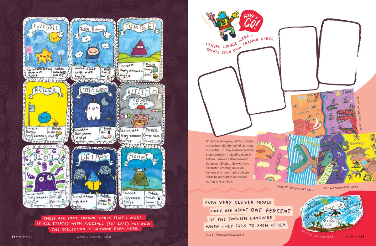 Inside pages of theINmag Mag11 - creations by Australian kids, spread 14. - inside page sample