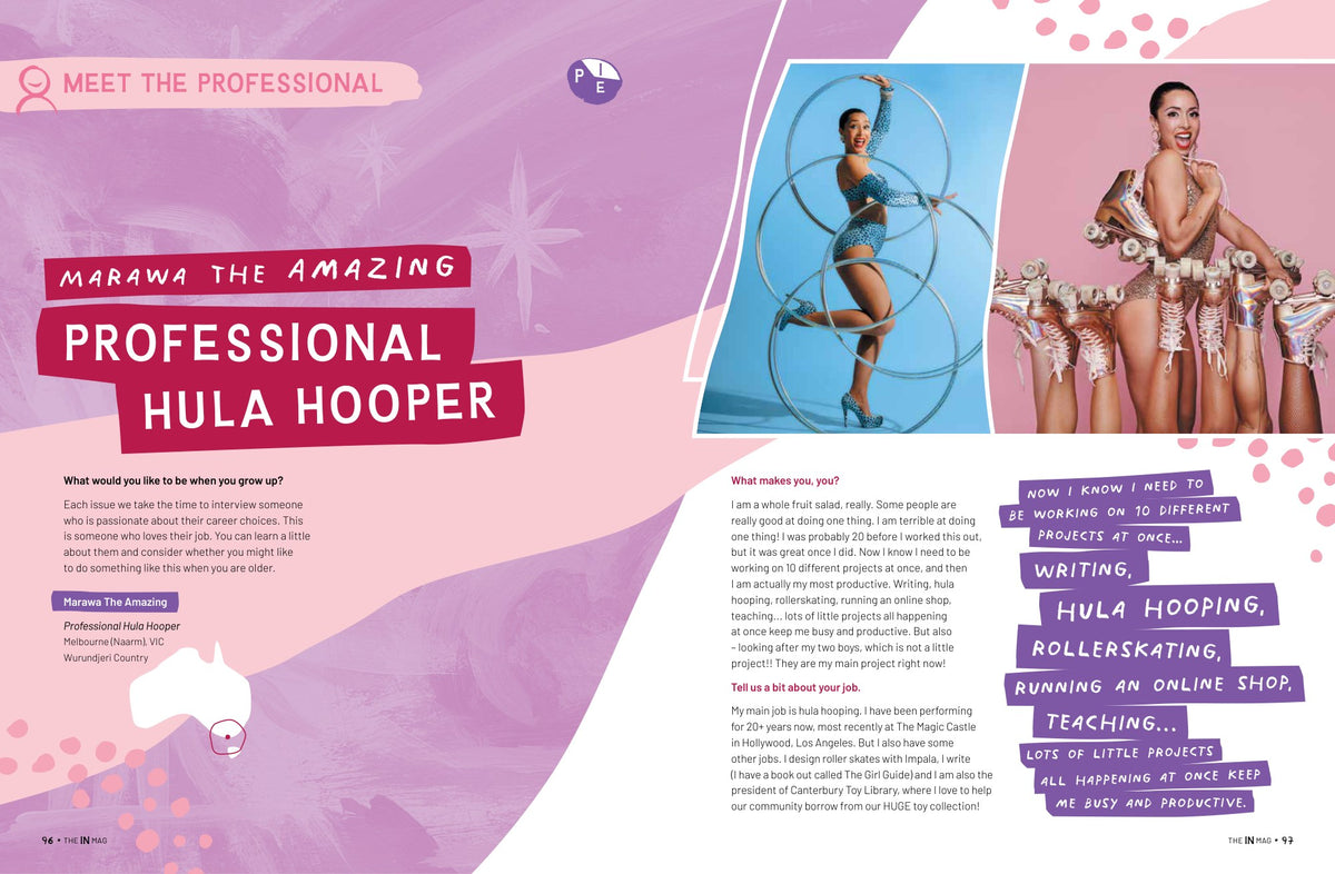 Inside pages of theINmag Mag11 - creations by Australian kids, spread 16. - inside page sample