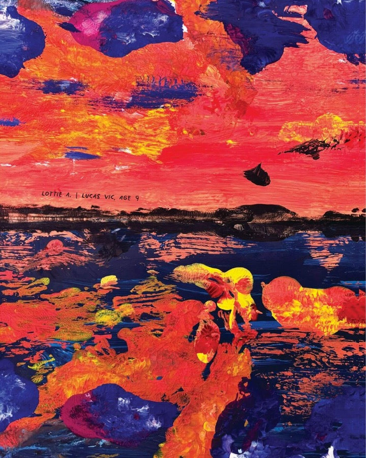 A sunset seascape painted by Lottie A., age 9, from Lucas VIC, published in theINmag