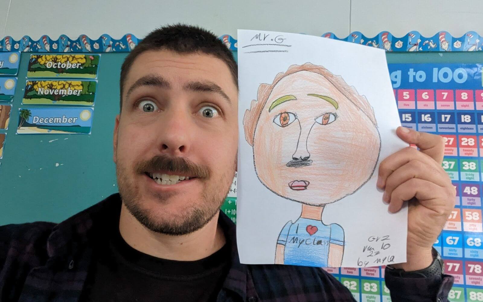 Inside an Australian primary classroom with kids' creations on the walls.