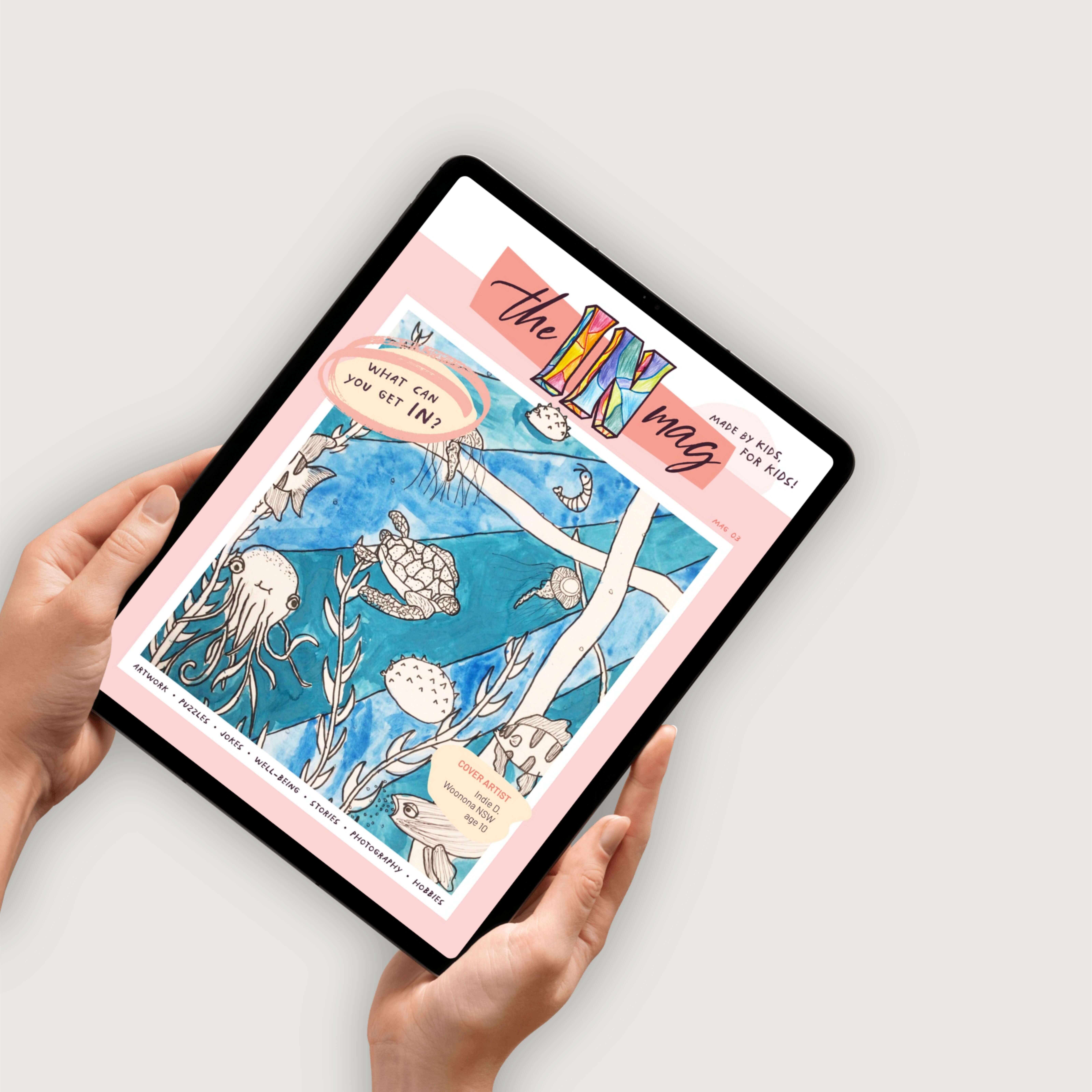 theINmag opened on an iPad screen.