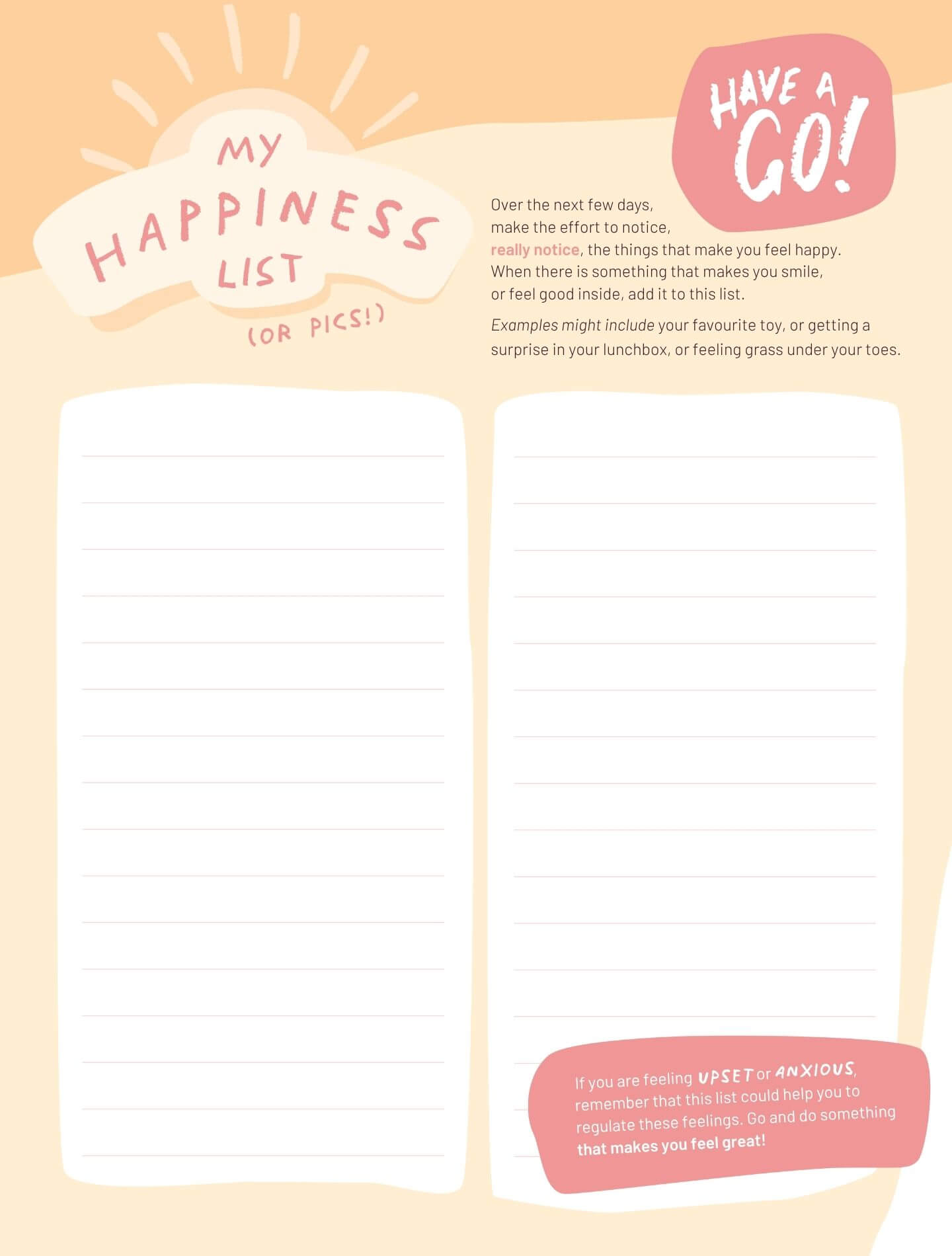 My Happiness List - List the little things that make you happy.